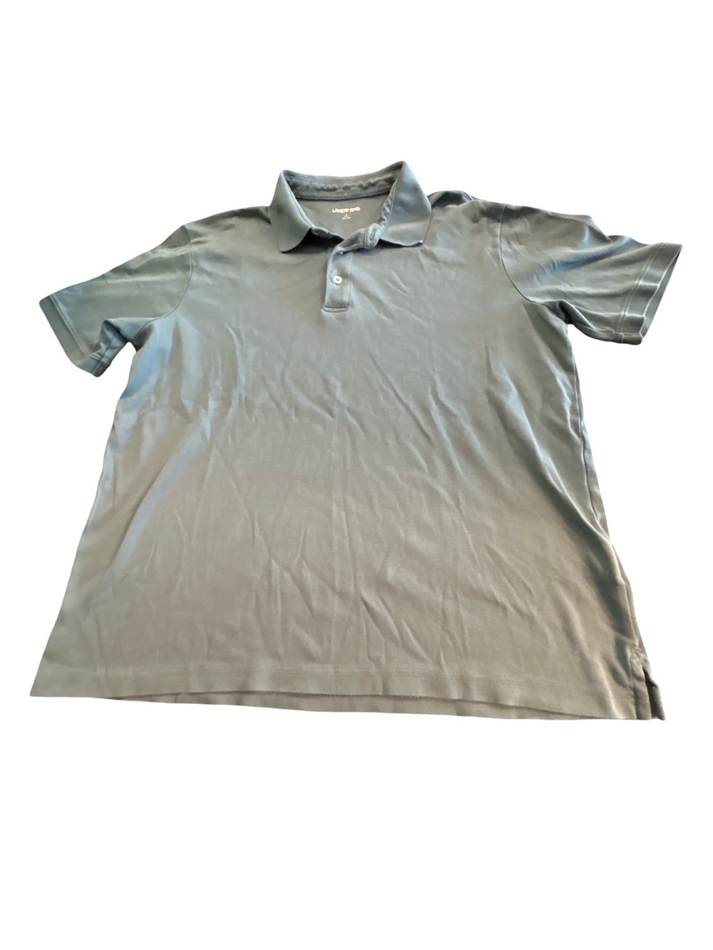 Lands' End Mens Slate Blue Green Cotton Short Sleeve Polo Shirt L 42-44 Dadcore